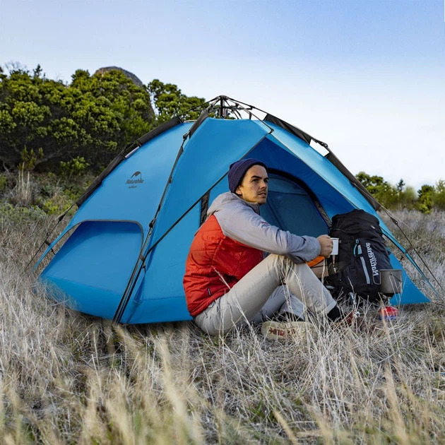 Палатка Naturehike NH21ZP008 голубой четырехместный автоматический - изображение 8