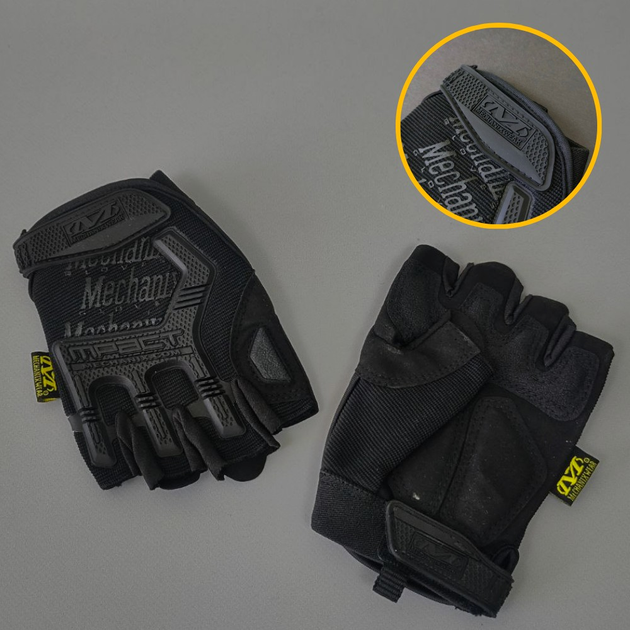 Защитные тактические военные перчатки без пальцев MECHANIX для рыбалки охоты черные АН5628 размер М - изображение 1