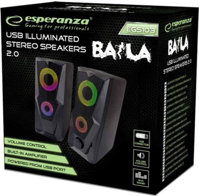 System akustyczny Esperanza Rainbow Baila Black (EGS103) - obraz 3