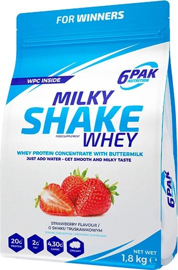 Білкова добавка 6PAK Milky Shake Whey 1800 г Полуниця (5902811802604) - зображення 1