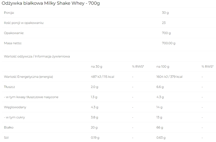 Білкова добавка 6PAK Milky Shake Whey 700 г Полуниця (5902811802581) - зображення 2