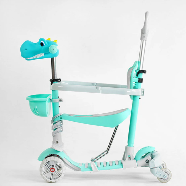 Детский трехколесный самокат 5в1 Р-35108 Best Scooter с дополнительными колесами, защитным бампером, PU колеса со светом - изображение 4