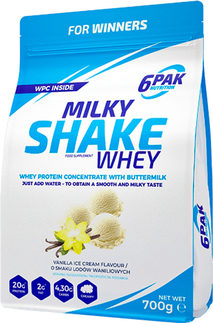 Білкова добавка 6PAK Milky Shake Whey 700 г Ванільне морозиво (5902811805544) - зображення 1