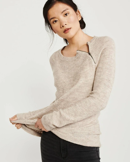 Свитер женский - свитер Abercrombie & Fitch AF6021W L Бежевый - Фото 4 Свитер женский - свитер Abercrombie & Fitch AF6021W L Бежевый - изображение 4