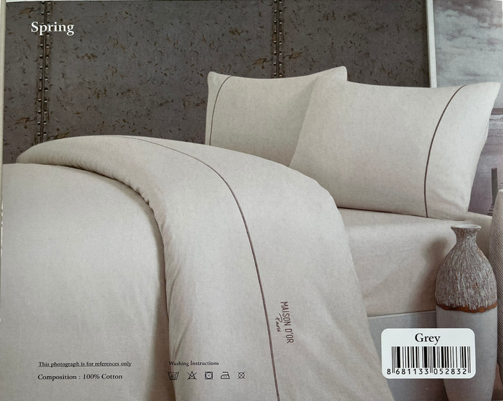 Комплект постельного белья Maison D'or Spring Grey ранфорс 220-200 см светло серый - изображение 2