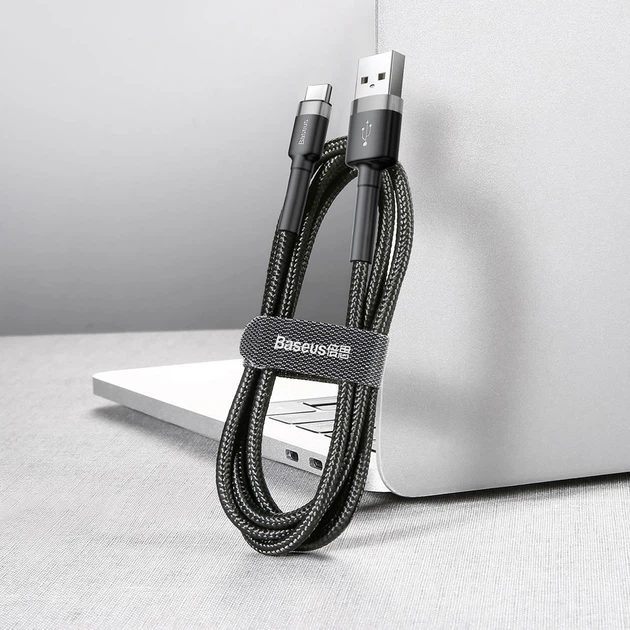 Кабель Baseus Cafule USB-A to USB-C 2m Black/Grey (CATKLF-CG1) - изображение 5