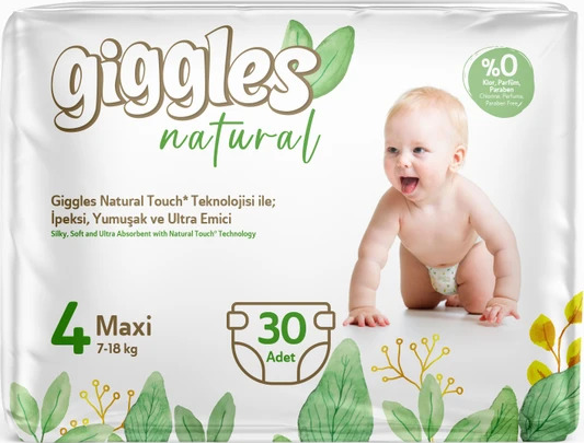 Підгузки дитячі Giggles Natural 4 Maxi 7-18 кг 30 шт - Фото 1 Підгузки дитячі Giggles Natural 4 Maxi 7-18 кг 30 шт - зображення 1
