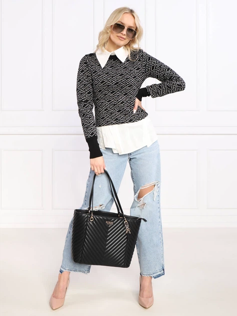 Сумка-шоппер жіноча GUESS NOELLE ELITE TOTE HWQG7879230-BLA Чорна (800070292871) - Фото 2 Сумка-шоппер жіноча GUESS NOELLE ELITE TOTE HWQG7879230-BLA Чорна (800070292871) - зображення 2