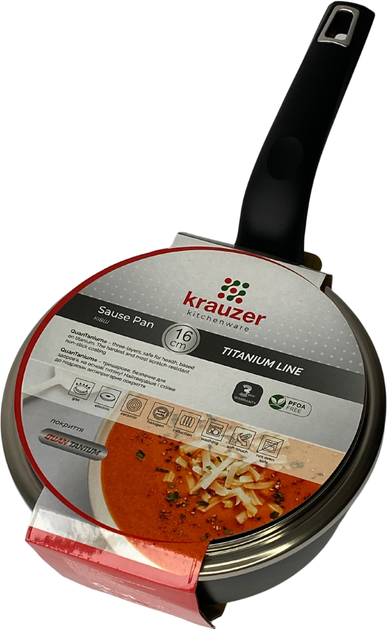 Кованый кошв Krauzer Titanium Line 1.2 л 16 см с крышкой (78107.) - Фото 4 Кованый кошв Krauzer Titanium Line 1.2 л 16 см с крышкой (78107.) - изображение 4