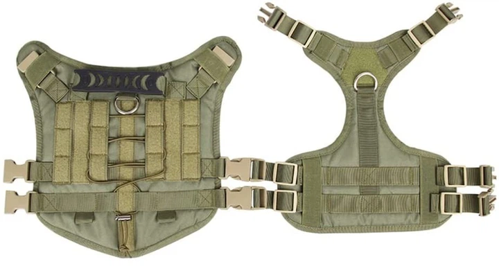 Шлея для собак Vest, тактичний жилет з ручкою М (60-80см) Зелений (132М-GREEN) - зображення 3