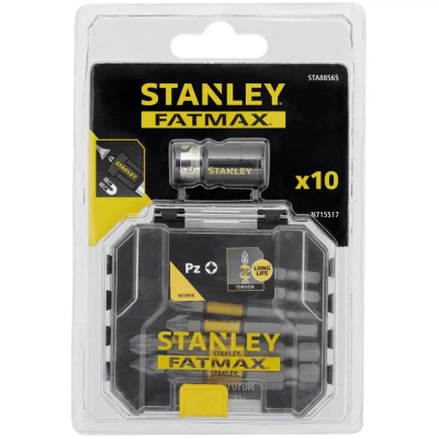 Набір біт Stanley FatMax, Pozidriv, Pz1, Pz2, Pz3, L = 50 мм, 10 шт, кейс (STA88565) - Фото 1 Набір біт Stanley FatMax, Pozidriv, Pz1, Pz2, Pz3, L = 50 мм, 10 шт, кейс (STA88565) - зображення 1