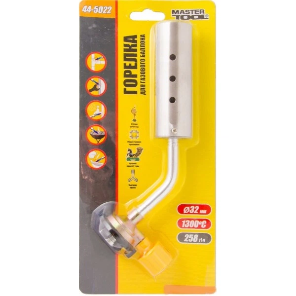 Пальник для газового балона MASTERTOOL GM "Вега", Ø 32 мм, 1300*С (44-5022) - Фото 2 Пальник для газового балона MASTERTOOL GM "Вега", Ø 32 мм, 1300*С (44-5022) - зображення 2