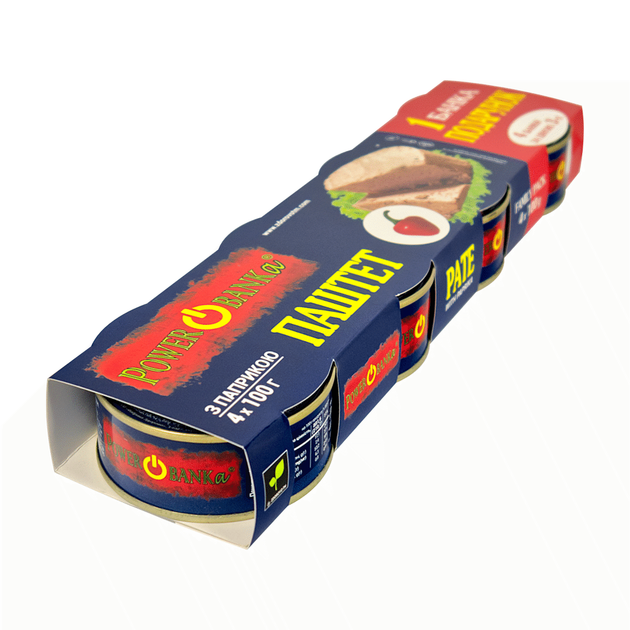 Набір паштетів PowerBANKa з паприкою АКЦІЙНИЙ 3+1 400 г (4х100 г) - изображение 4