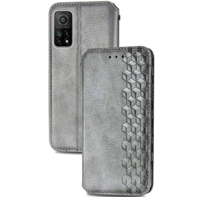 Чехол-книжка GETMAN Cubic PU для Xiaomi Mi 10T / Mi 10T Pro кожаный Серый - изображение 2