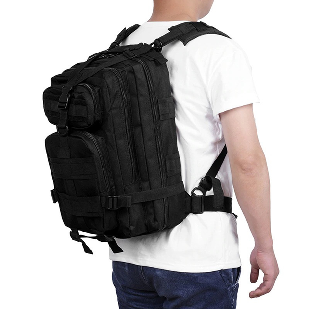 Рюкзак тактический B02, 20л (43х24х22 см), Черный - изображение 2