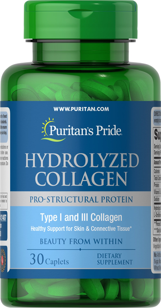 Коллаген Puritans Pride Hydrolyzed Collagen 1000 мг 30 caplets – фото ...