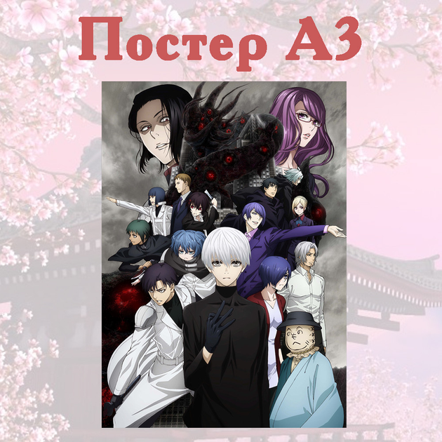 Постер плакат аниме Токийский гуль Tokyo Ghoul 42х29 см А3 (poster_0259 ...