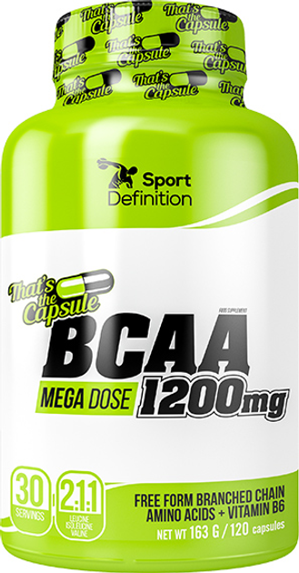 Aminokwas Sport Definition BCAA Mega Dose 1200 mg 120 kapsułek (5906660497769) - obraz 1