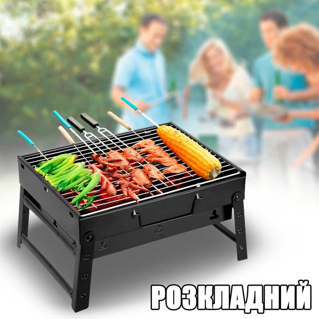 Усиленный раскладной туристический стол для пикника в чемодане+4 стула Camps Зеленый + Мангал складной - изображение 14