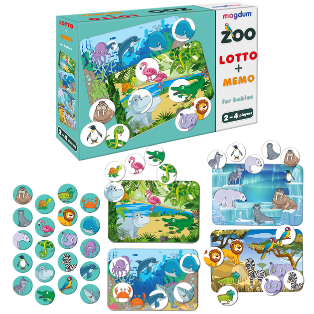 Игра настольная Magdum развивающая "Лото + мемо Зоопарк" (ME5032-21 EN) 