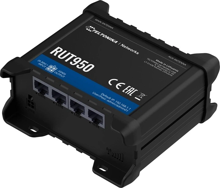 Маршрутизатор Teltonika RUT950 4G/LTE индустриальный - Фото 1 Маршрутизатор Teltonika RUT950 4G/LTE индустриальный - изображение 1