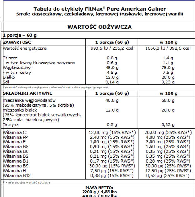 Гейнер FitMax Pure American Gainer 7200 г Печиво (5902385240253) - зображення 2