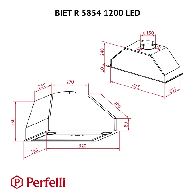 Вытяжка полновстраиваемая Perfelli BIET R 5854 I 1200 LED - изображение 10