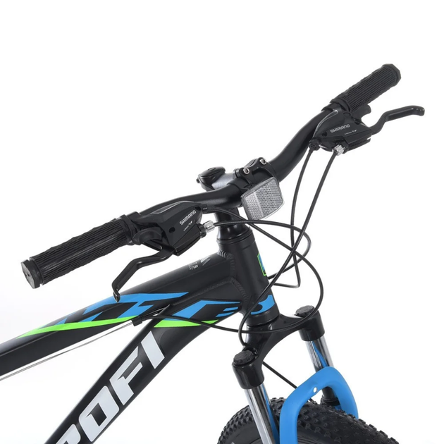 Велосипед "OPTIMAL" PROF1 G24OPTIMAL A24.4 24 д. Алюм.рама 13", SHIMANO 21SP, DB, FW TZ500, чорний-блакитний - зображення 2