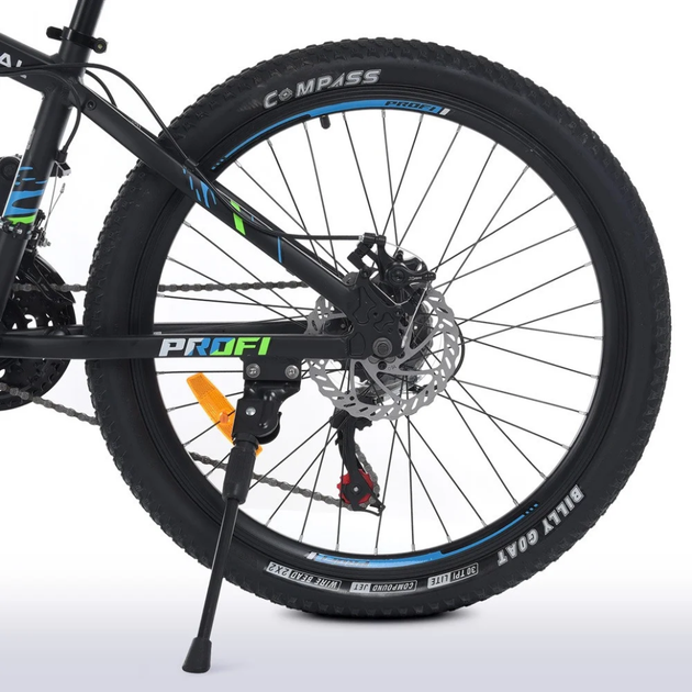 Велосипед "OPTIMAL" PROF1 G24OPTIMAL A24.4 24 д. Алюм.рама 13", SHIMANO 21SP, DB, FW TZ500, чорний-блакитний - зображення 5