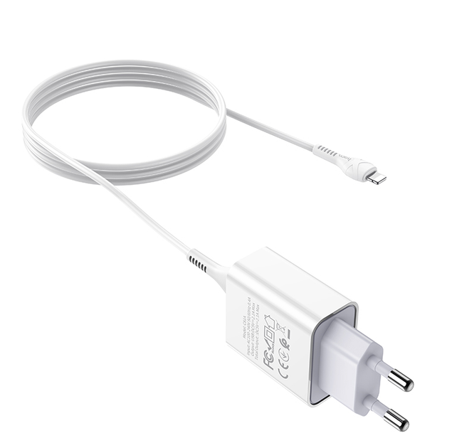 Адаптер мережний HOCO Lightning cable Asombroso C81A 1USB 2.1A white - Фото 1 Адаптер мережний HOCO Lightning cable Asombroso C81A 1USB 2.1A white - изображение 1