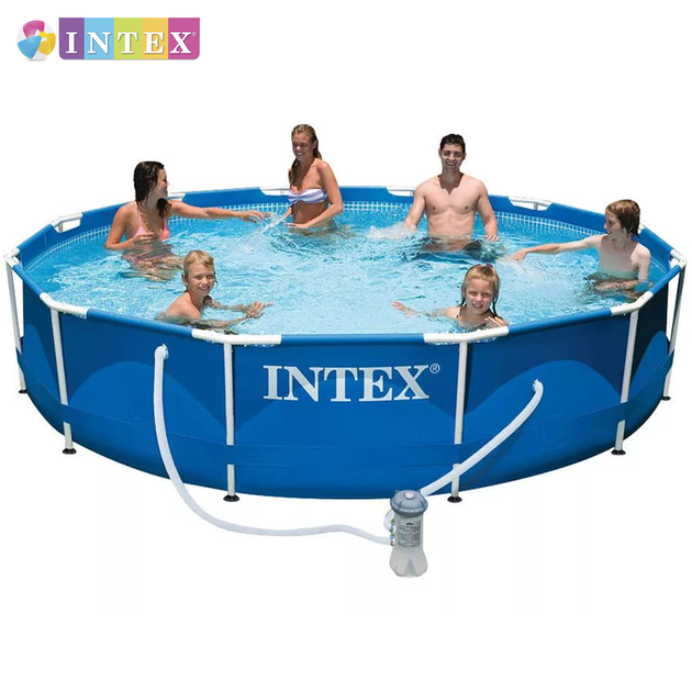 Круглый каркасный бассейн Intex 28212 NP. Насос-фильтр в комплекте. Размером 366x76см, объём 6503л - Фото 2 Круглый каркасный бассейн Intex 28212 NP. Насос-фильтр в комплекте. Размером 366x76см, объём 6503л - изображение 2