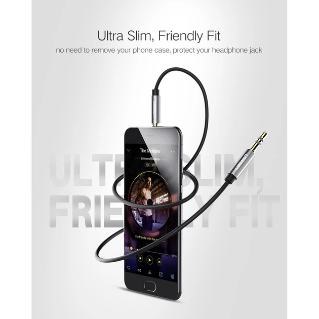 Кабель UGREEN AV119 3.5mm Male to 3.5mm Male Cable 1m Black (10733) - Фото 7 Кабель UGREEN AV119 3.5mm Male to 3.5mm Male Cable 1m Black (10733) - изображение 7