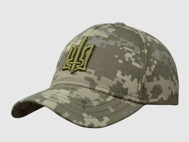 Бейсболка тактическая VladAltex ОГ 55-56 см кепка летняя с вышивкой 3D герба 419-46 пиксель зсу хаки - изображение 1