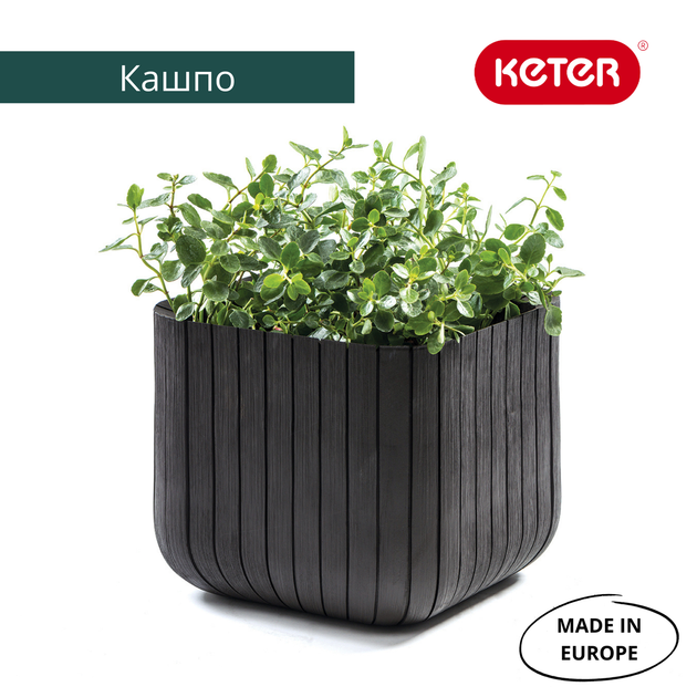 Горшок для цветов (кашпо) Keter Cube Planter L (17201220) Антрацит - изображение 5