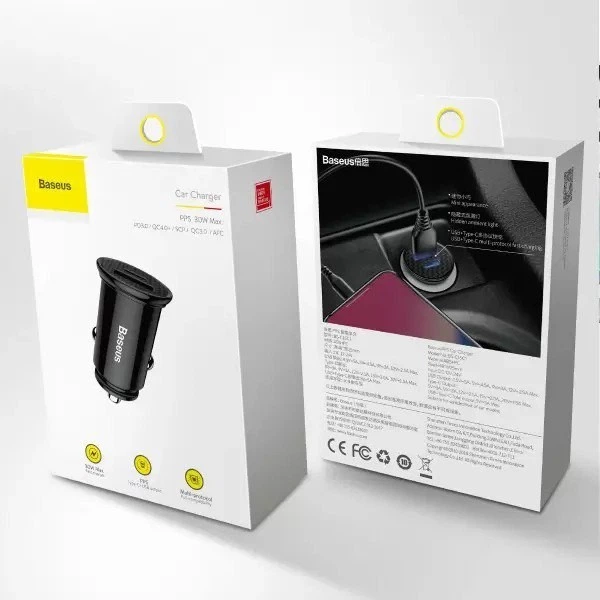 Автомобільний зарядний пристрій Baseus Circular Plastic Швидка зярядка Quick Charge 4.0 + Power Delivery 3.0 30W USB + Type-C 5A Зарядка в авто Black (CCALL-YS01) - Фото 13 Автомобільний зарядний пристрій Baseus Circular Plastic Швидка зярядка Quick Charge 4.0 + Power Delivery 3.0 30W USB + Type-C 5A Зарядка в авто Black (CCALL-YS01) - зображення 13