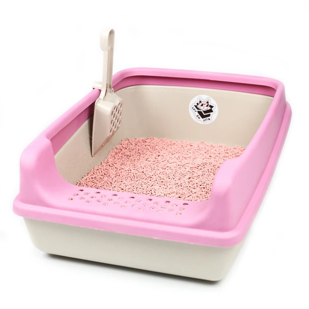 Лоток (туалет) для котов CAT IN BOX с лопаткой 50*35*20 см розовый