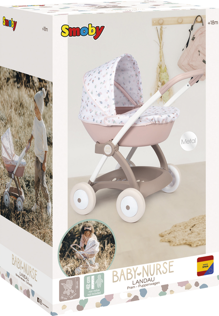 Коляска Smoby Baby Nurse Модерн Люлька з кошиком Рожева пудра (254118) (3032162541180) - зображення 4