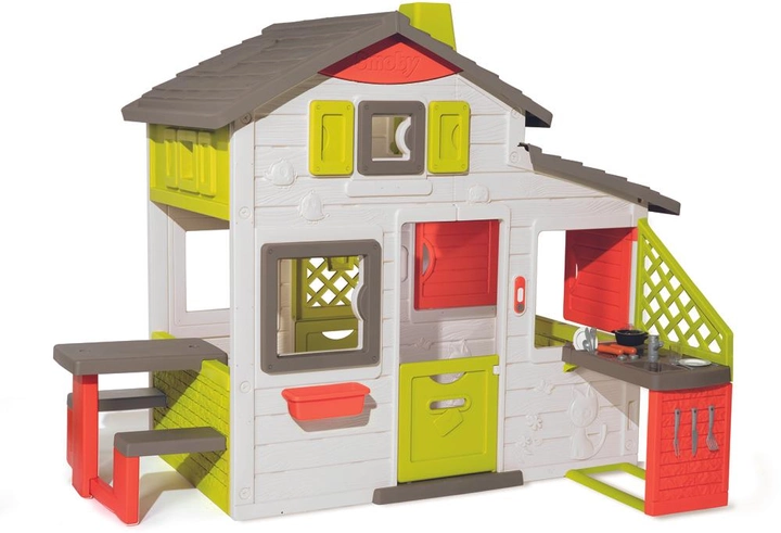 Будинок для друзів Smoby Toys з літньою кухнею дверним дзвінком і столиком 217х155х172 см (810202) - зображення 1