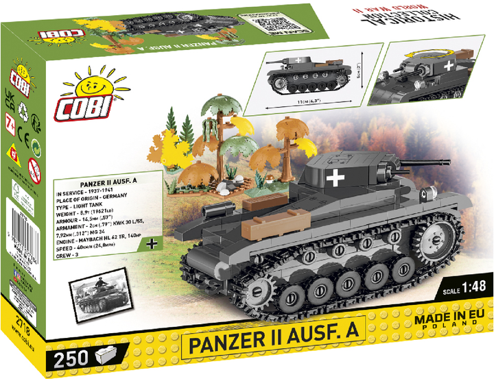 Klocki konstrukcyjne Cobi II Wojna Światowa Czołg Panzer II 250 elementów (COBI-2718) - obraz 2