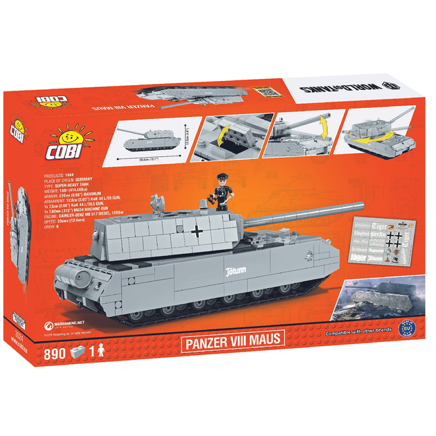 Klocki konstrukcyjne Cobi World Of Tanks Maus 890 elementów (COBI-3024) (5902251030247) - obraz 2