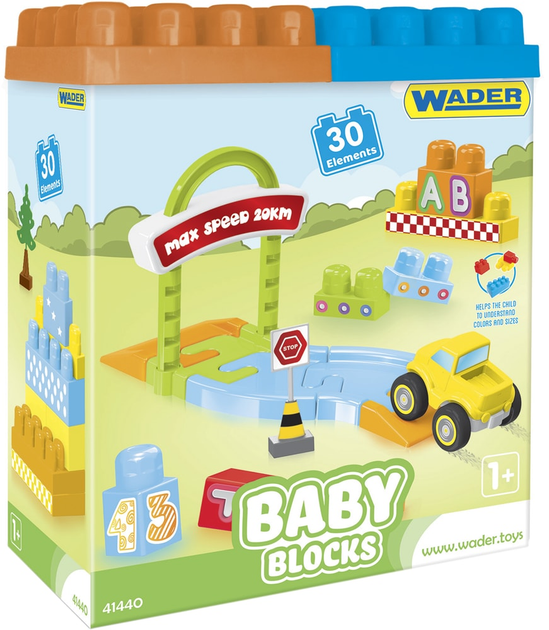 Klocki konstrukcyjne Wader Baby Blocks Moje pierwsze klocki 30 elementów w pudełku (41440) (5900694414402) - obraz 1