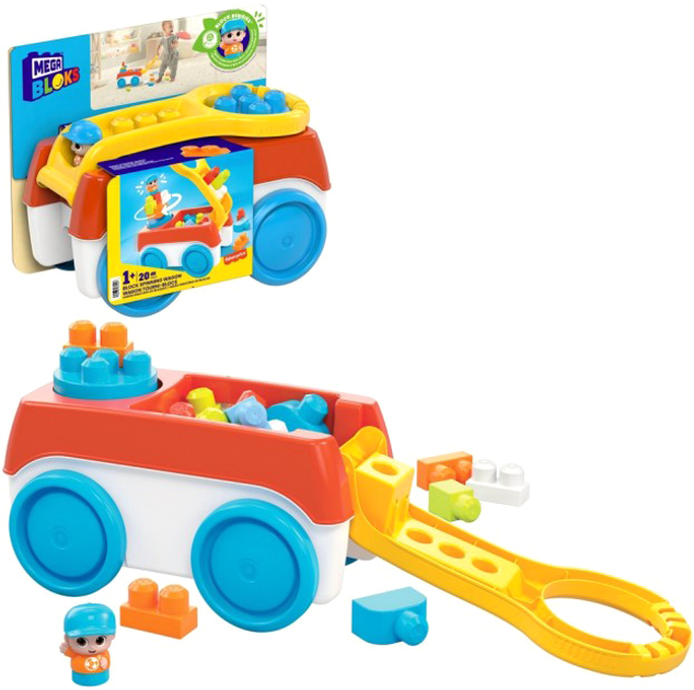 Klocki konstrukcyjne Mega Bloks Wózek z klockami Buduj i kręć (HHN00) - obraz 3