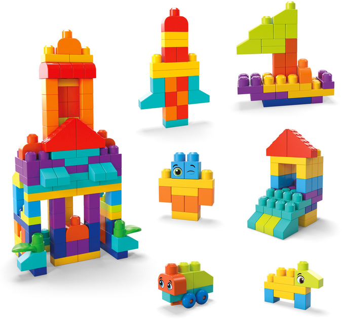 Klocki konstrukcyjne duże Mega Bloks w worku 150 elementów (HHM96) - obraz 4