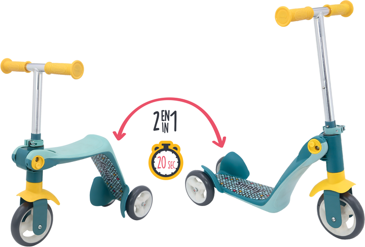 Дитячий самокат-трансформер 2 в 1 Smoby Toys з металевою рамою триколісний Сірий (750612) - зображення 1