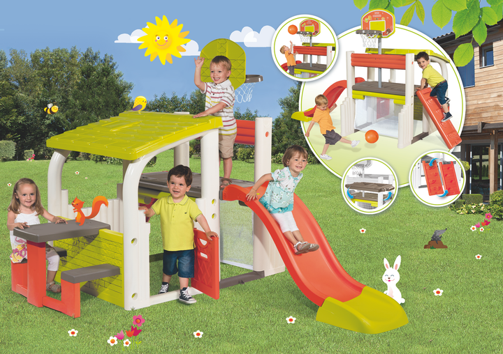 Centrum gier Smoby Toys Entertainment z koszem do koszykówki, bramką do piłki nożnej, zjeżdżalnią (7600840203) - obraz 7