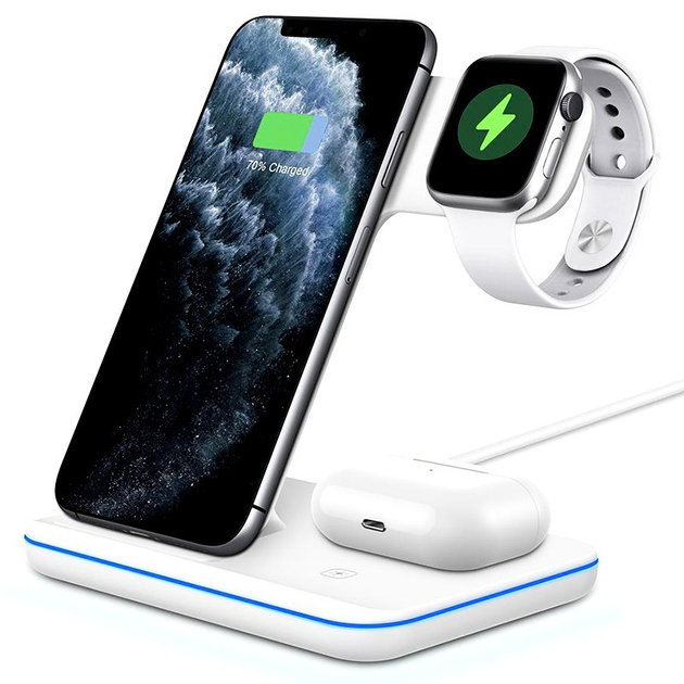 Док станция с беспроводной зарядкой Qi 3in1 Fast Wireless Charger Z5A ...