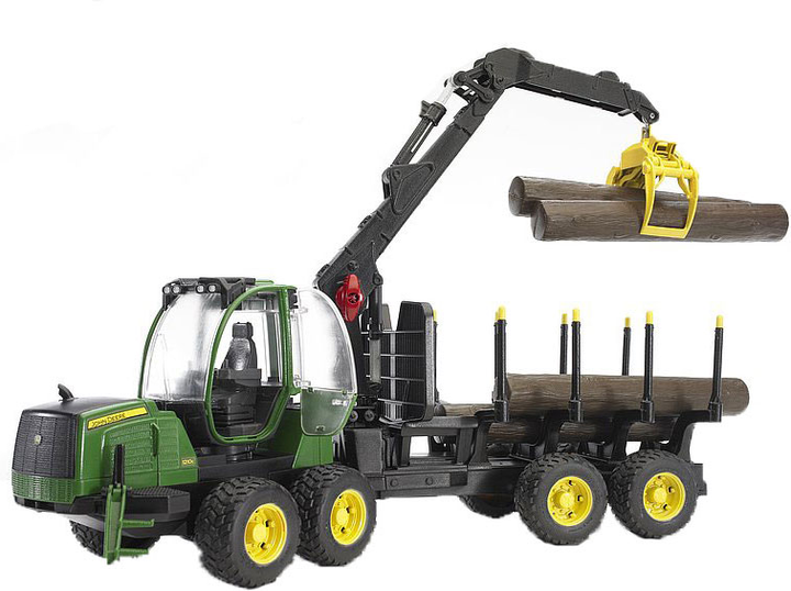 Іграшка Bruder Трактор із системою захоплення John Deere з причепом і колодами (02133) - зображення 1