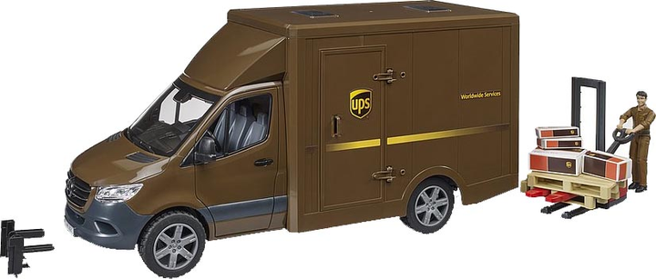 Набір іграшковий Bruder Автомобіль MB Sprinter кур'єр UPS з фігуркою та аксесуарами (02678) - зображення 1