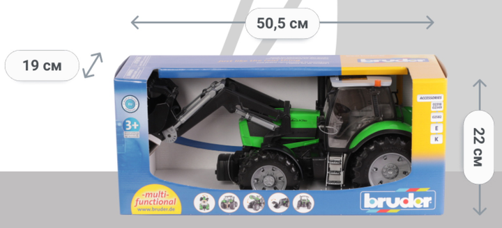 Zabawkowy ciągnik Bruder Deutz Agrotron X720 z ładowaczem 1:16 (03081) - obraz 2