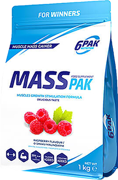 Gainer 6PAK Nutrition Mass Pak 1000 g Malinowy (5902811813495) - obraz 1